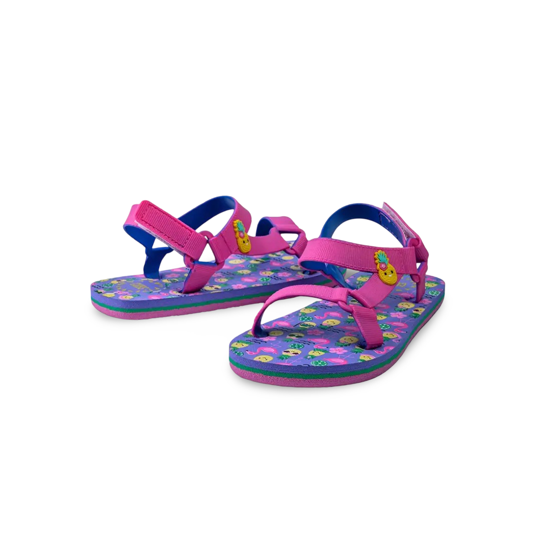 Girls Rubber Sandal – Pink with Smiling Pineapple