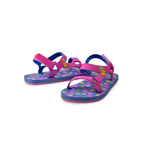 Girls Rubber Sandal – Pink with Smiling Pineapple