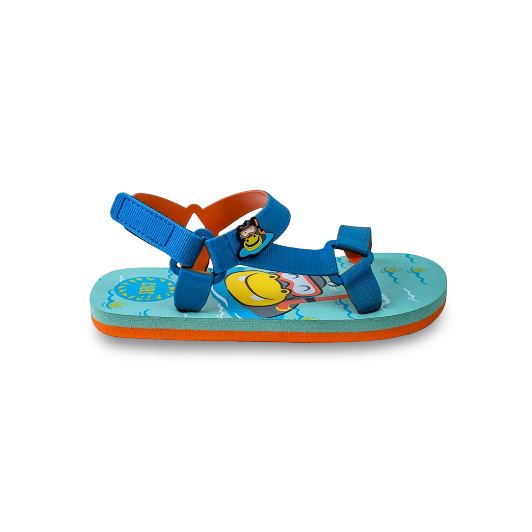 Boys Rubber Sandal – Blue with Hippo Print