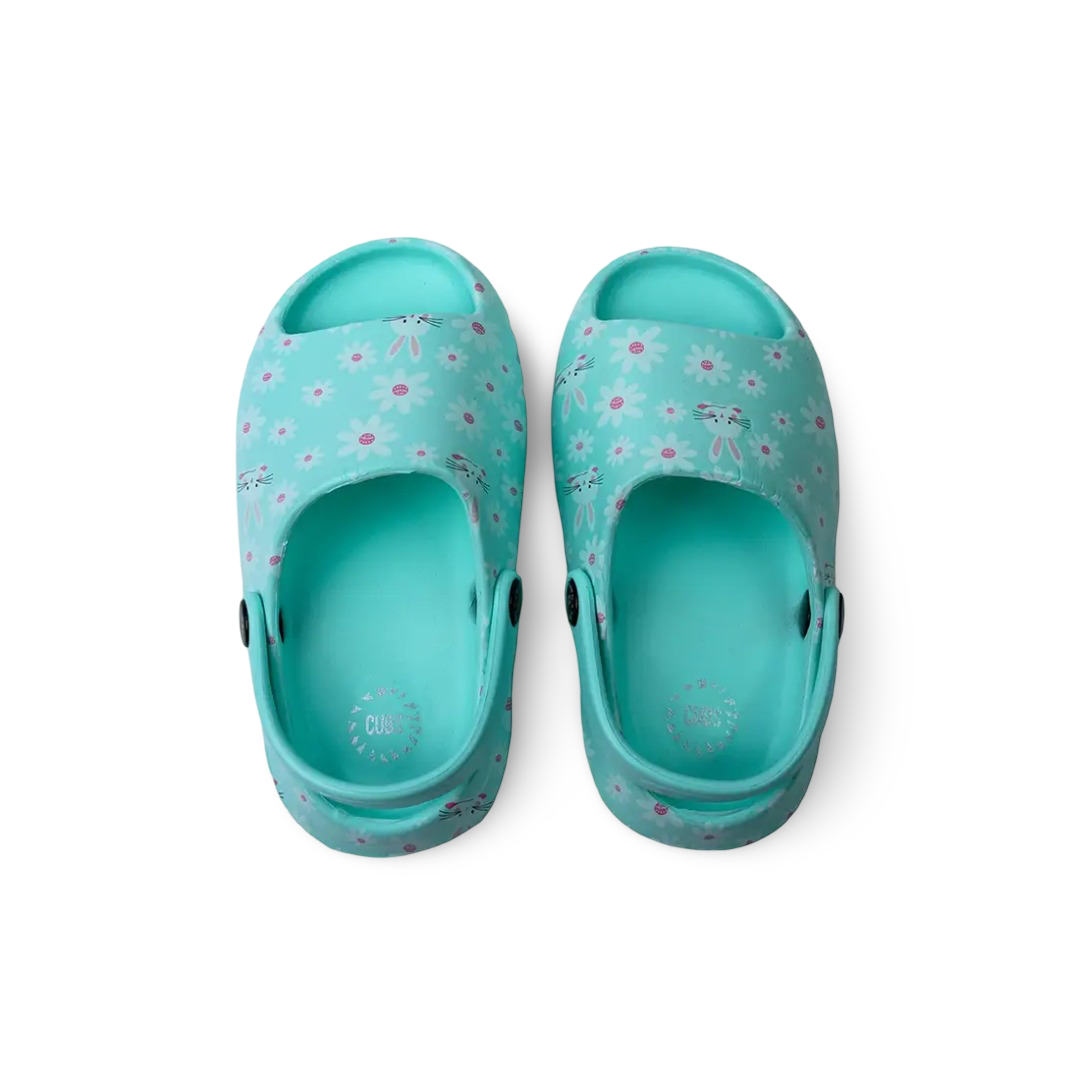 Girls Rubber Sandals – Aqua with Bunny Design - Clothing - Cubs