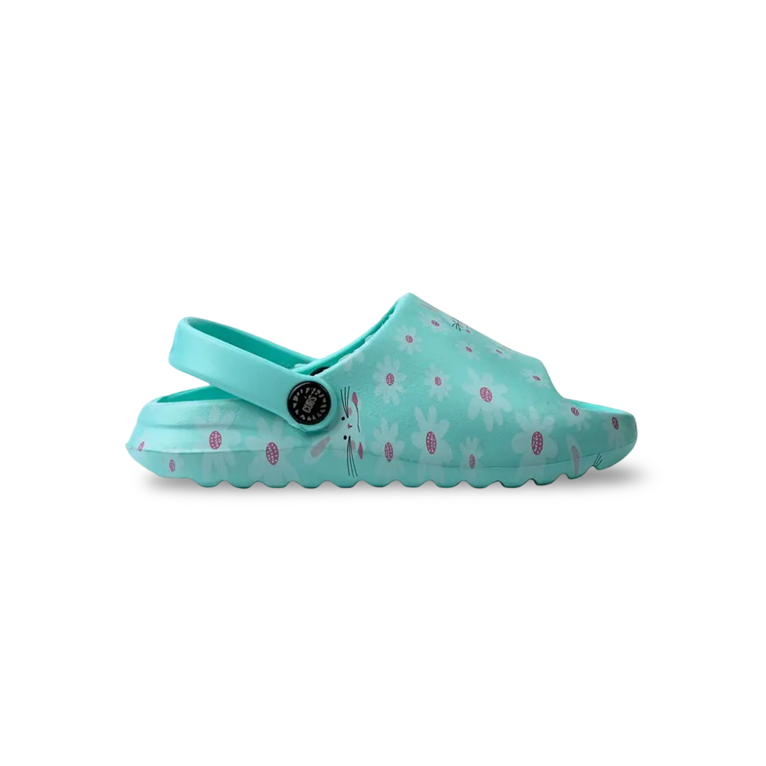 Girls Rubber Sandals – Aqua with Bunny Design