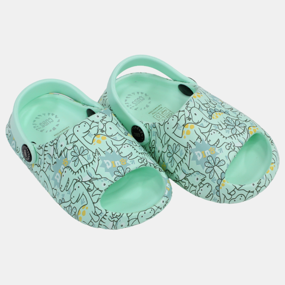 Unisex Rubber Sandals – Aqua with Dino Doodles