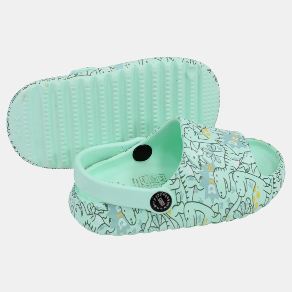 Unisex Rubber Sandals – Aqua with Dino Doodles