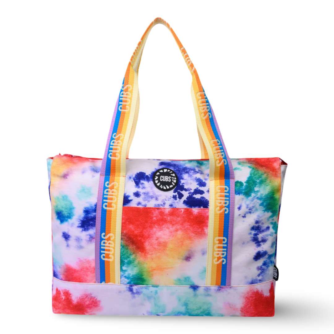Cubs Smudged Paint & Peach Double Face Tote Bag