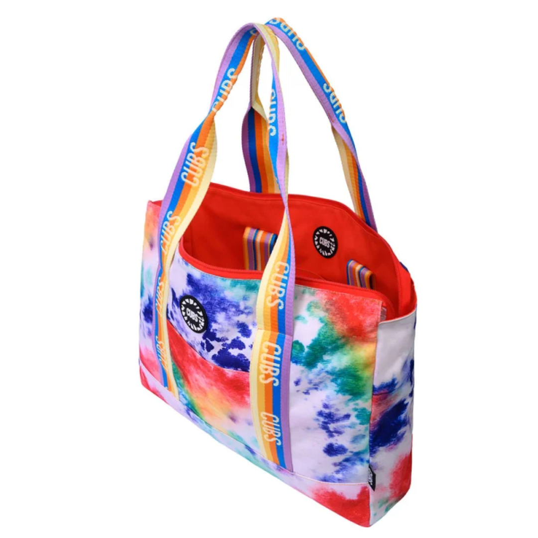 Cubs Smudged Paint & Peach Double Face Tote Bag
