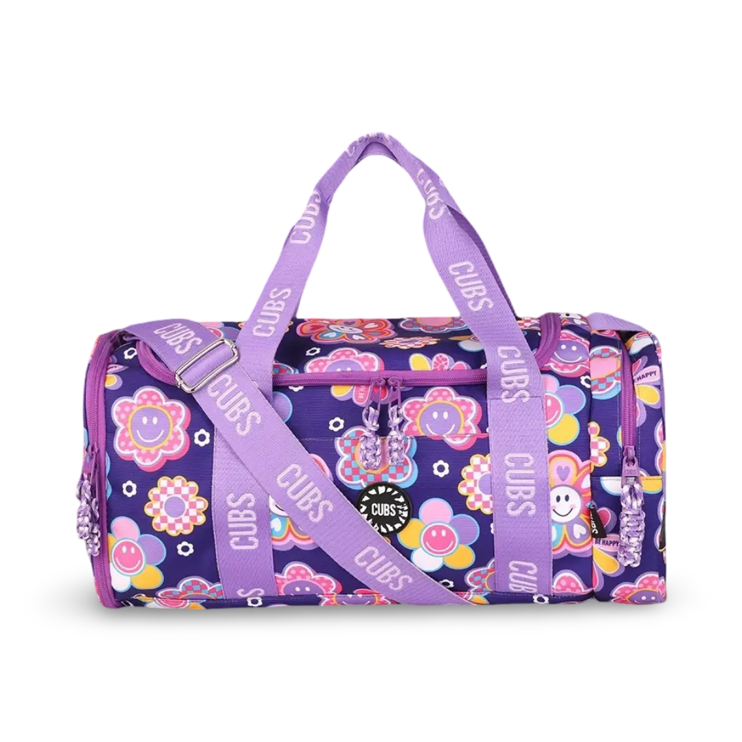 Cubs Deep Purple Roses Large Duffel Two Pockets