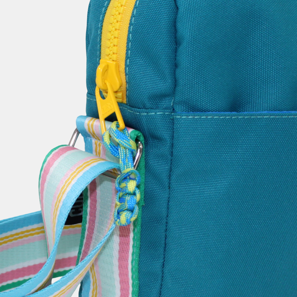 Blue With Yellow Zipper Cross Body Bag