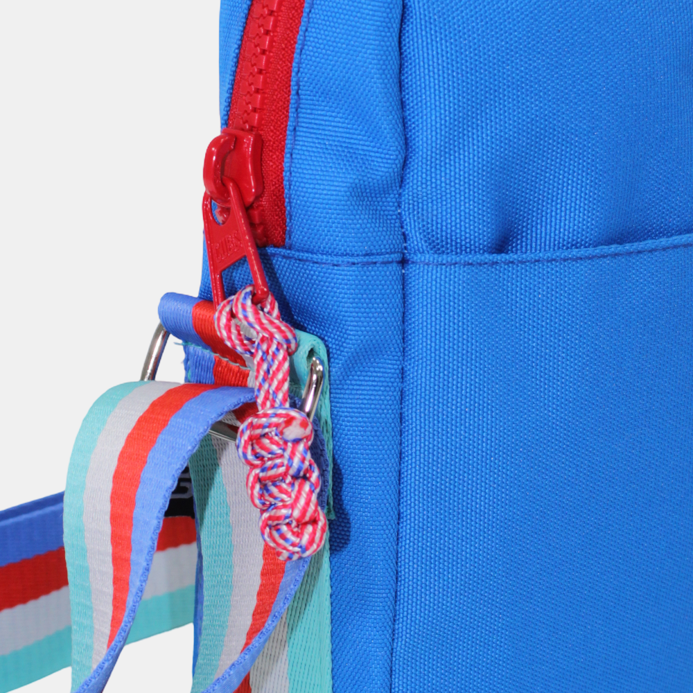 Royal Blue with Red Zipper Cross Body Bag