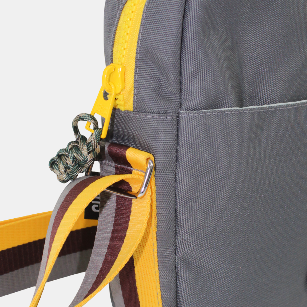Grey with Yellow Zipper Cross Body Bag