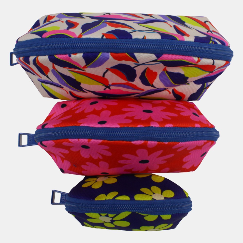 Retro Flowers Make-Up Round Bags