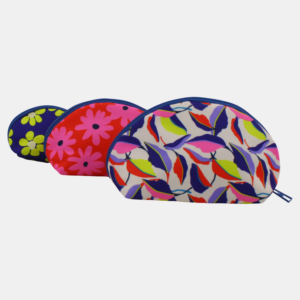 Retro Flowers Make-Up Round Bags