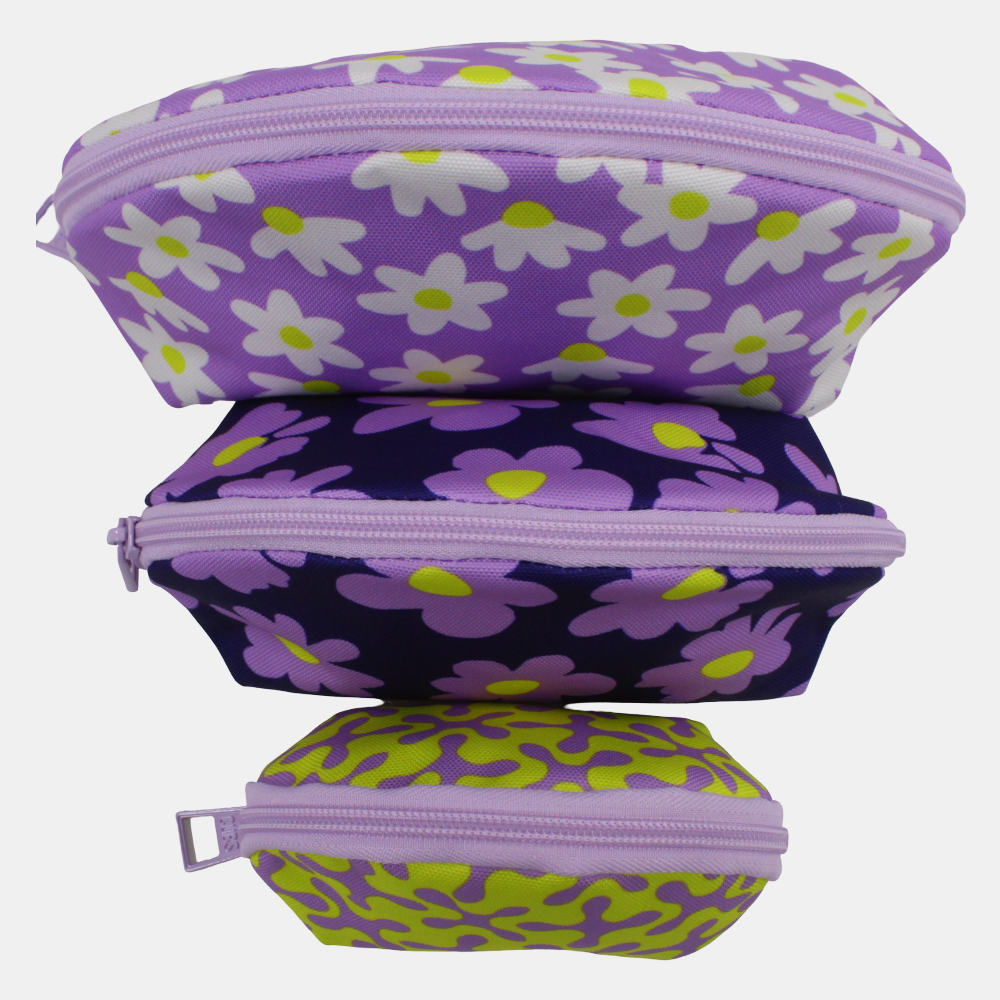 Lilac & Yellow Make-Up Round Bags