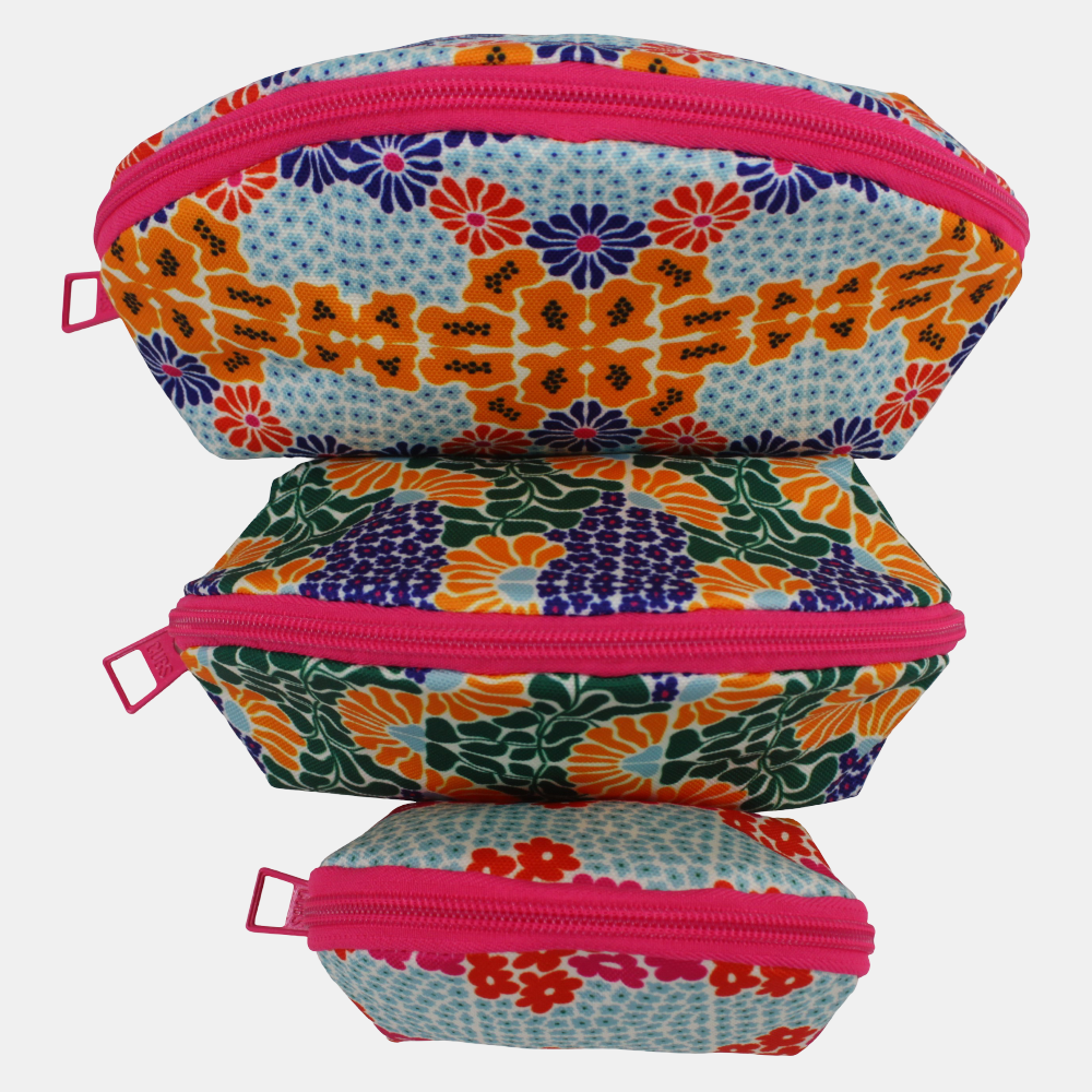 Happy Flowers Make-Up Round Bags
