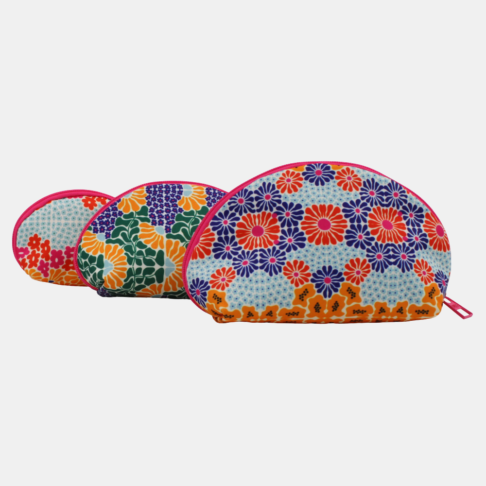 Happy Flowers Make-Up Round Bags