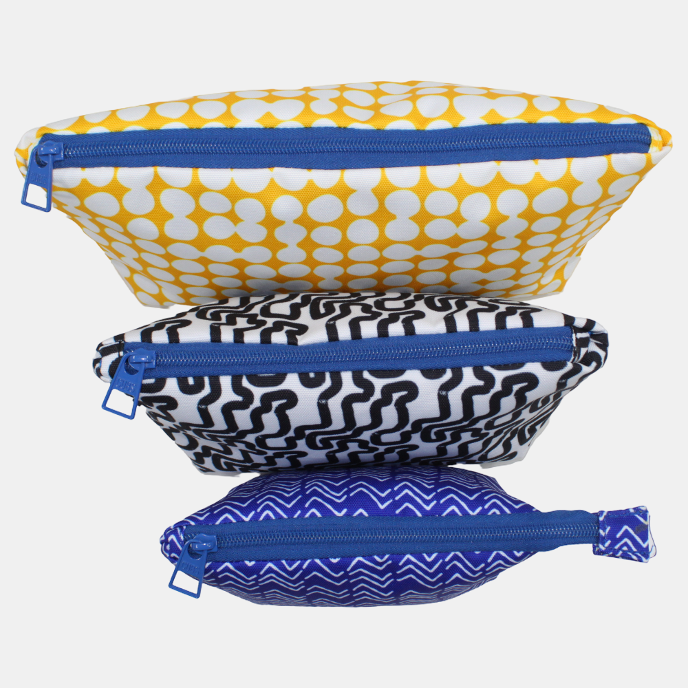 Blue Black and Yellow Make-Up Rectangular Bags