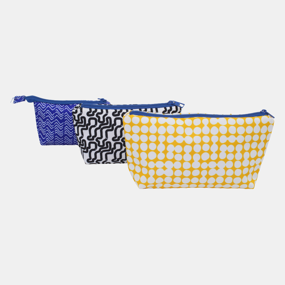 Blue Black and Yellow Make-Up Rectangular Bags