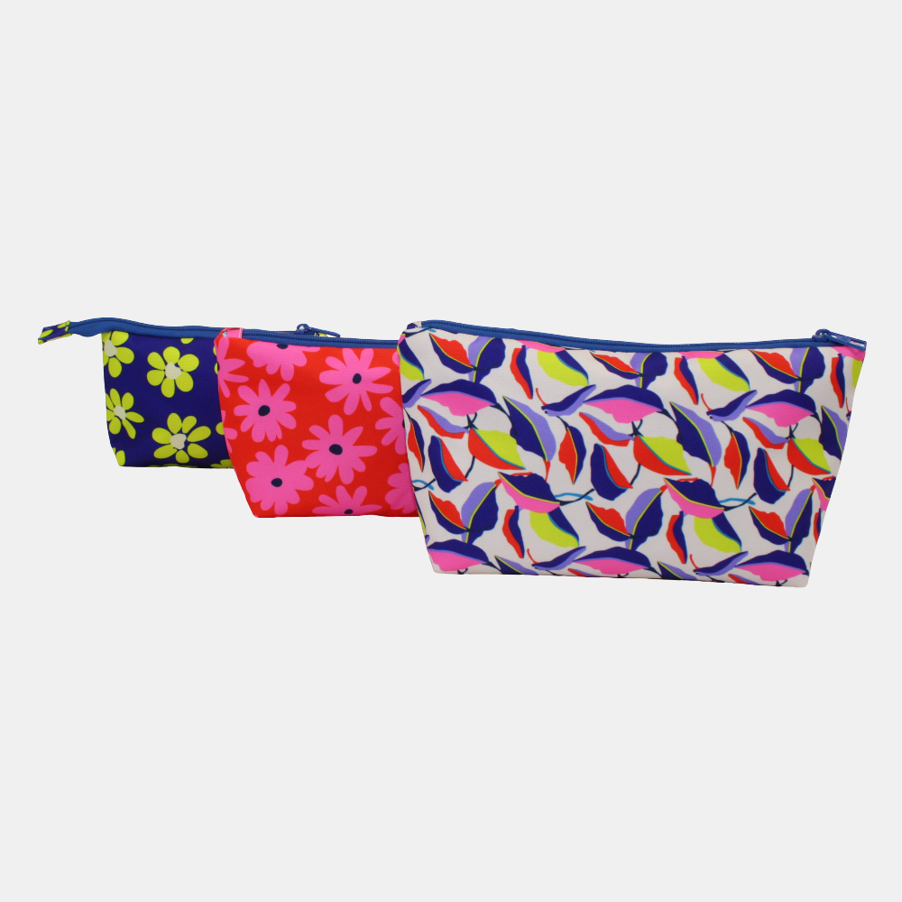 Retro Flowers Make-Up Rectangular Bags