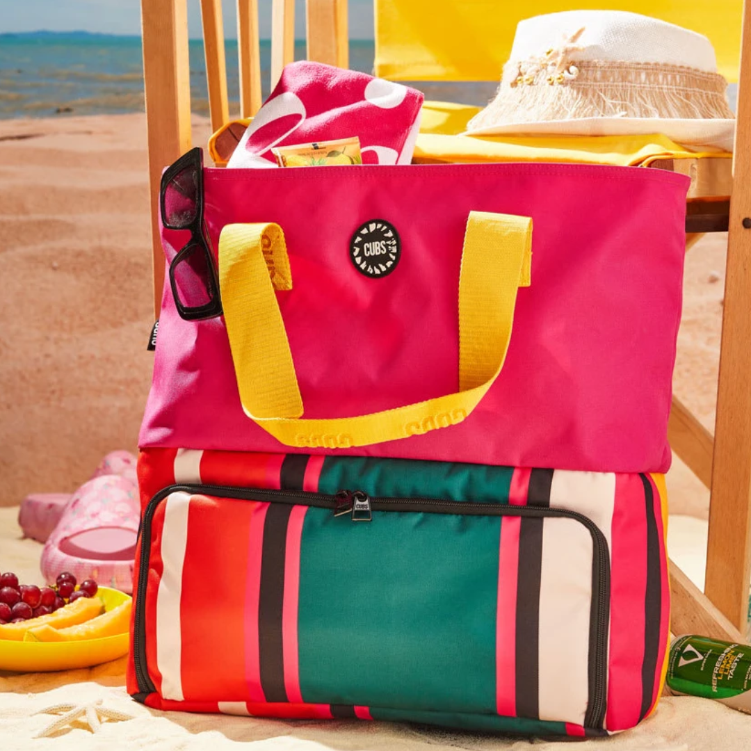 Cubs Fuchsia Stripes Tote/Cooler Bag