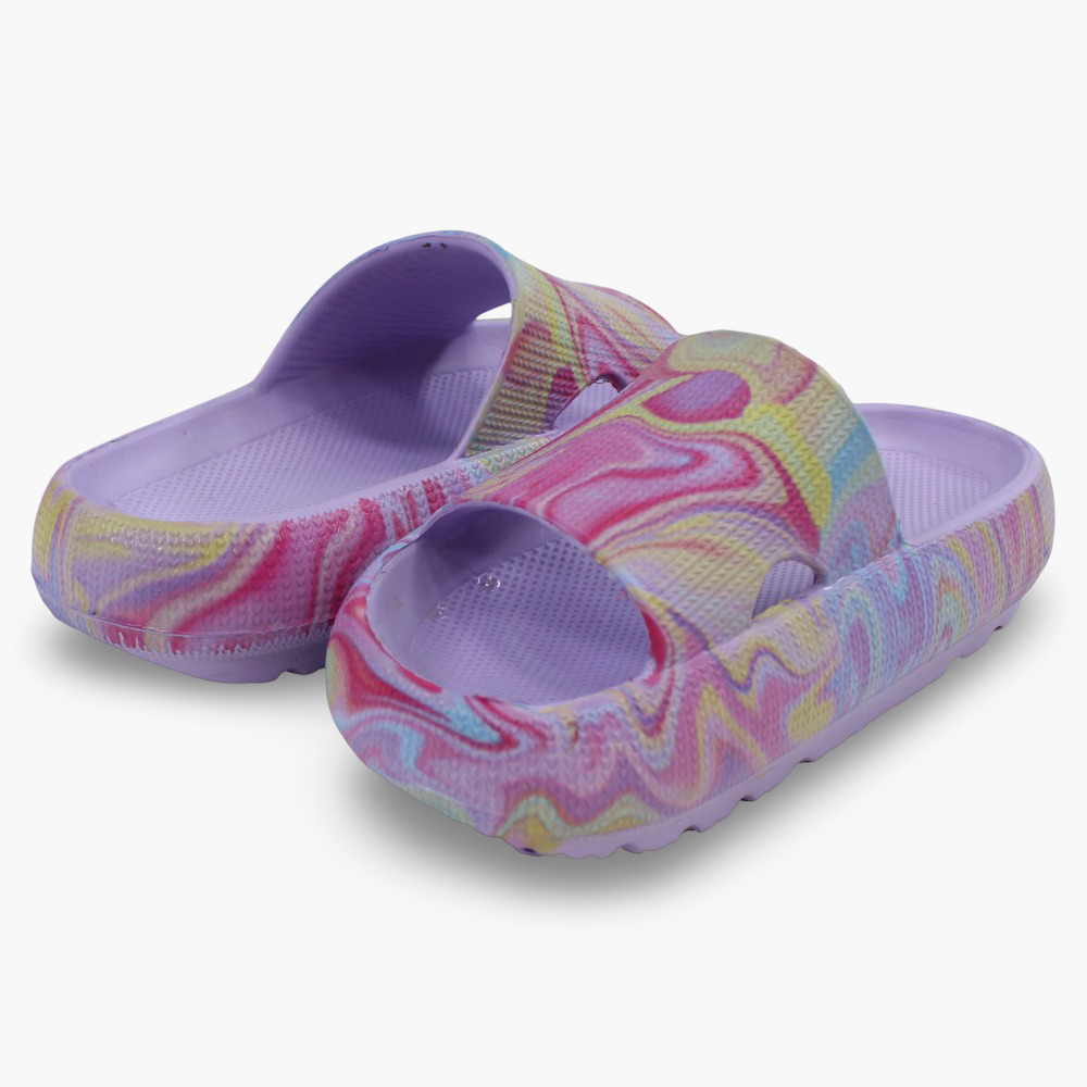 Girls Rubber Slippers – Lilac with a Fun Pattern