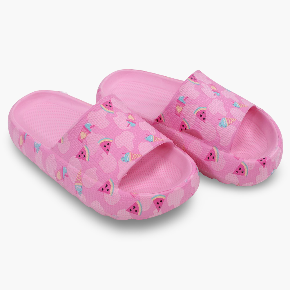 Printed Pink Rubber Slippers