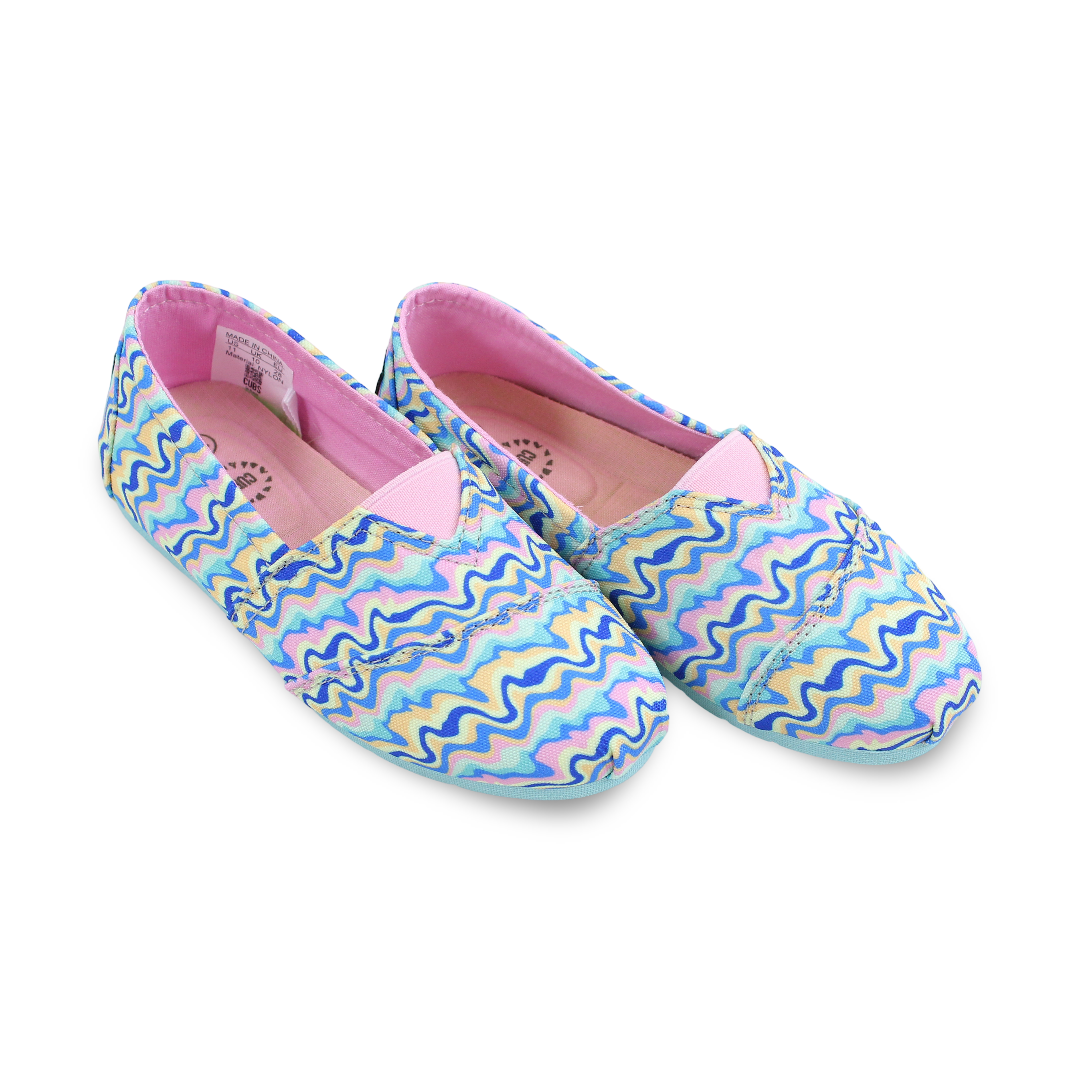 Girls Canvas Ballarina – Blue & Pink Waves Slip-on Espadrilles - Clothing - Cubs Shoes