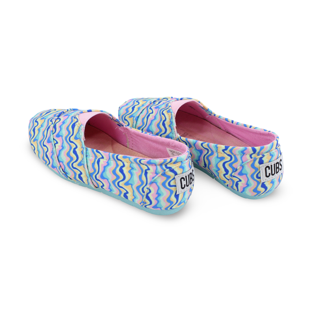Girls Canvas Ballarina – Blue & Pink Waves Slip-on Espadrilles