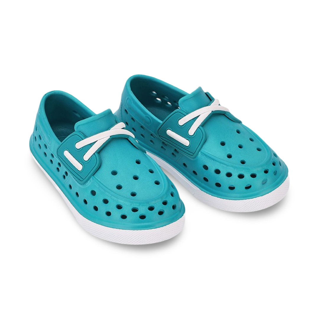 Unisex Rubber Sneakers – Teal Slip On Fake Laces Sneaker