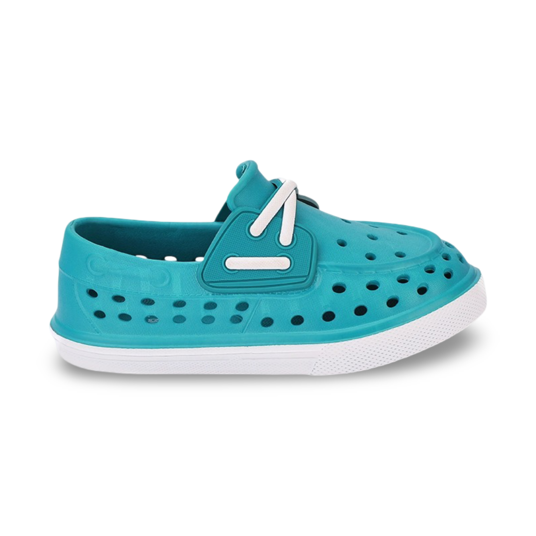 Unisex Rubber Sneakers – Teal Slip On Fake Laces Sneaker