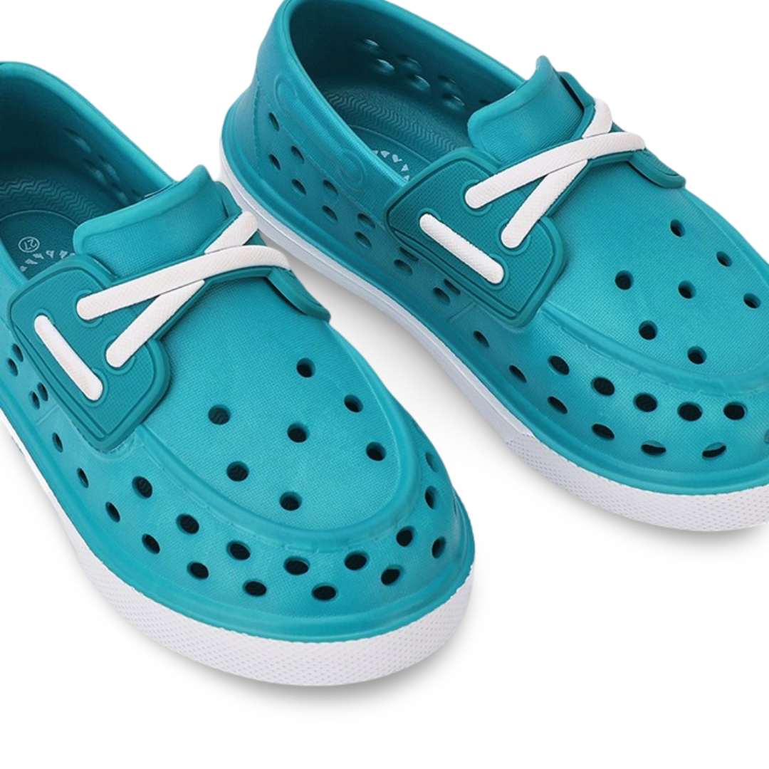Unisex Rubber Sneakers – Teal Slip On Fake Laces Sneaker