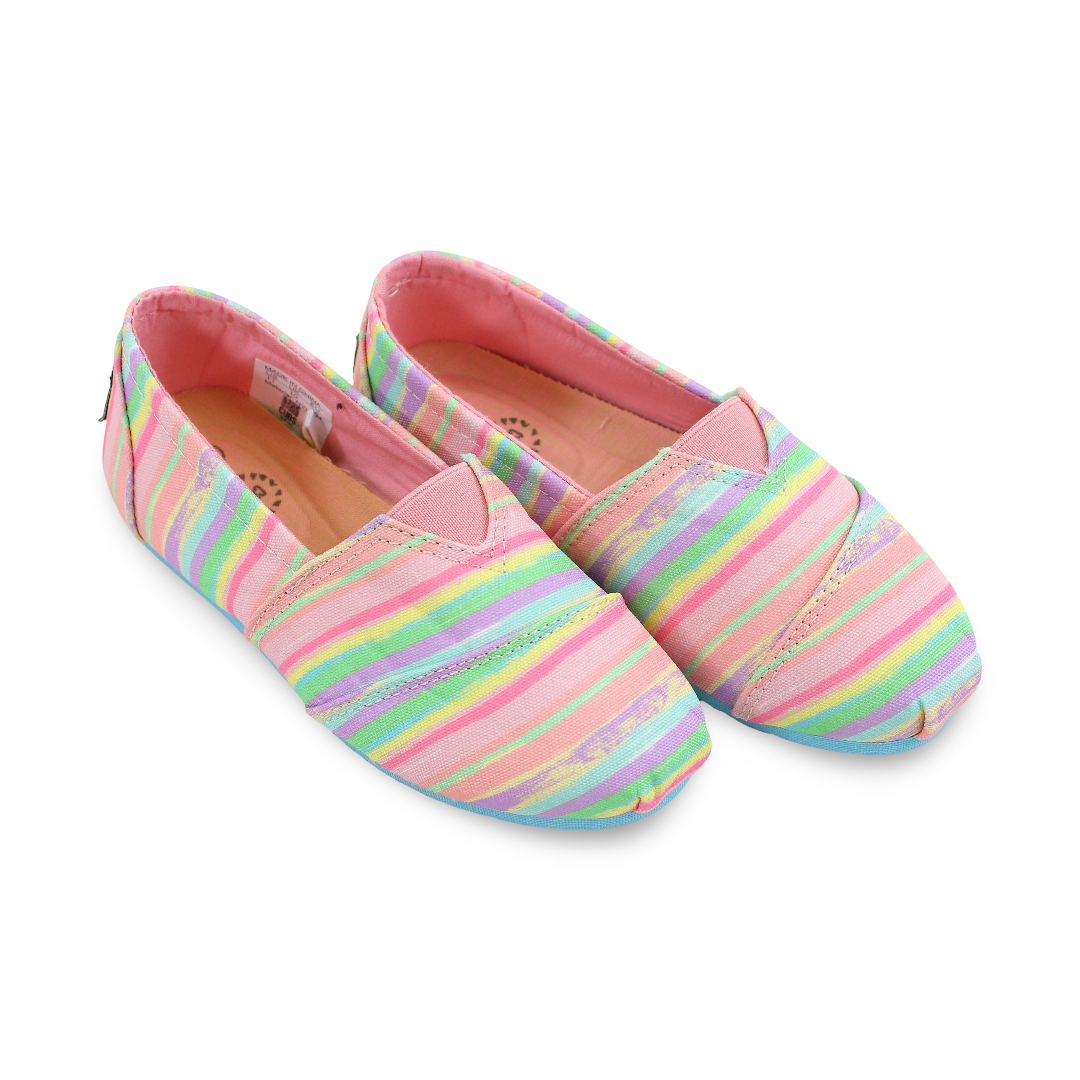 Girls Canvas Ballarina – Blue & Pink Stripes Slip-on Espadrilles