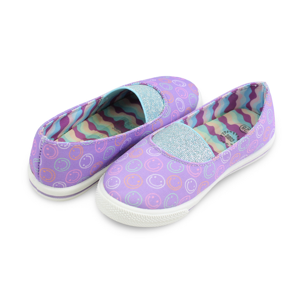Girls Canvas Ballarina – Lilac Smiling Faces