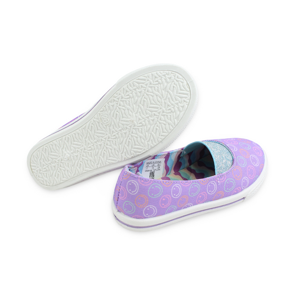 Girls Canvas Ballarina – Lilac Smiling Faces