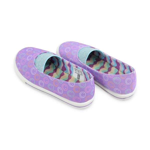Girls Canvas Ballarina – Lilac Smiling Faces