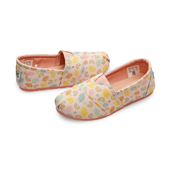 Girls Canvas Ballarina – Pastil Pink Rainbows Slip-on Espadrilles