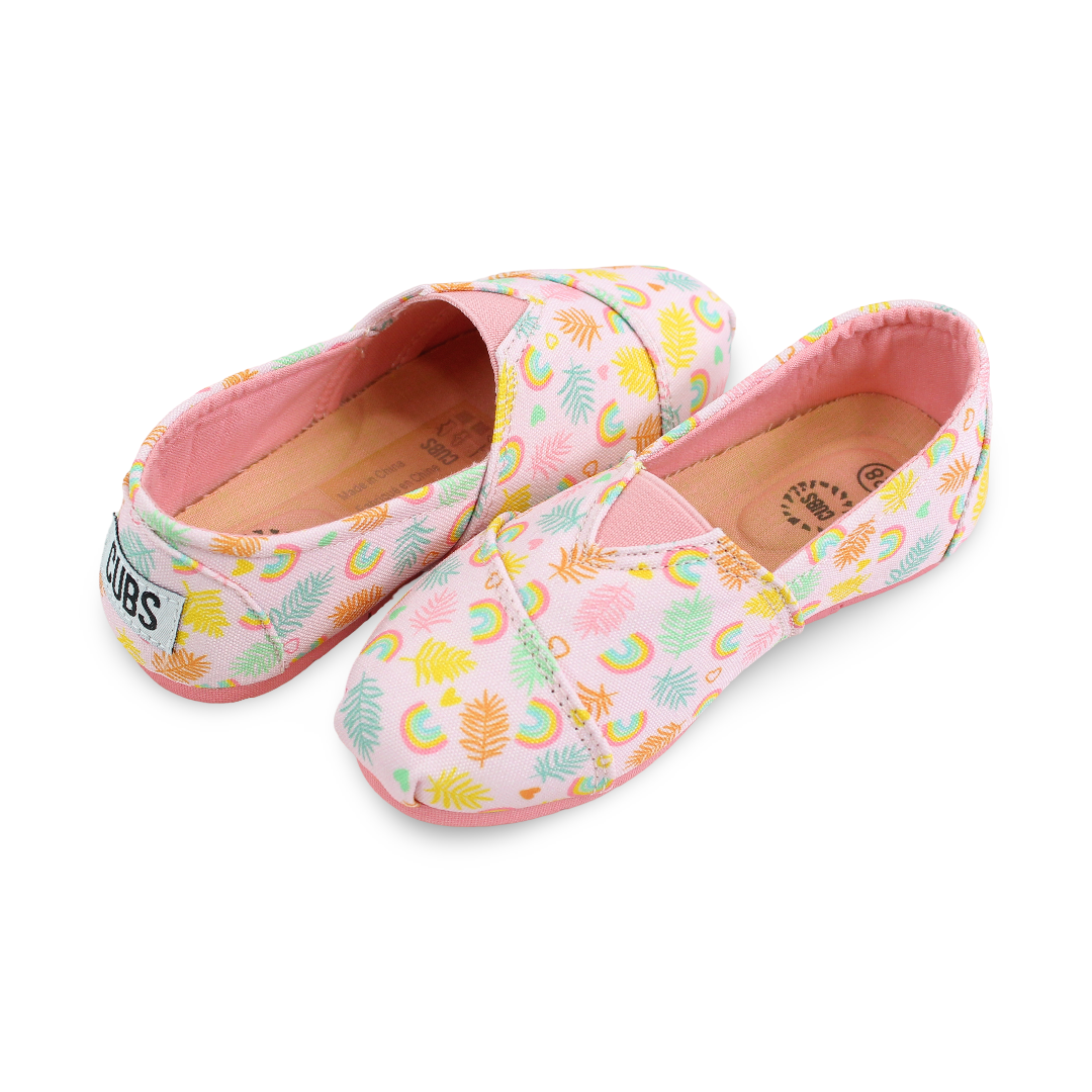 Girls Canvas Ballarina – Pastil Pink Rainbows Slip-on Espadrilles