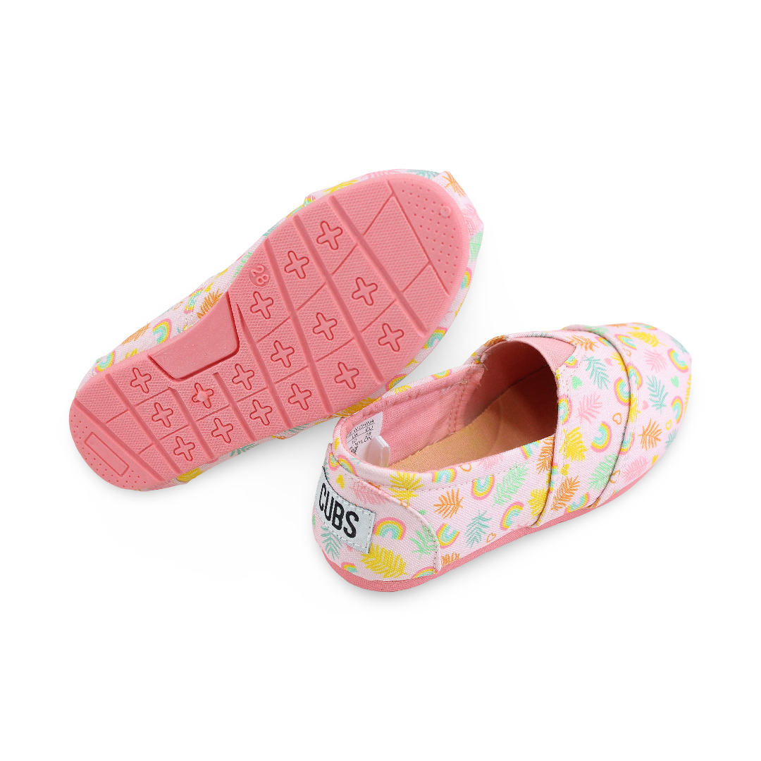 Girls Canvas Ballarina – Pastil Pink Rainbows Slip-on Espadrilles