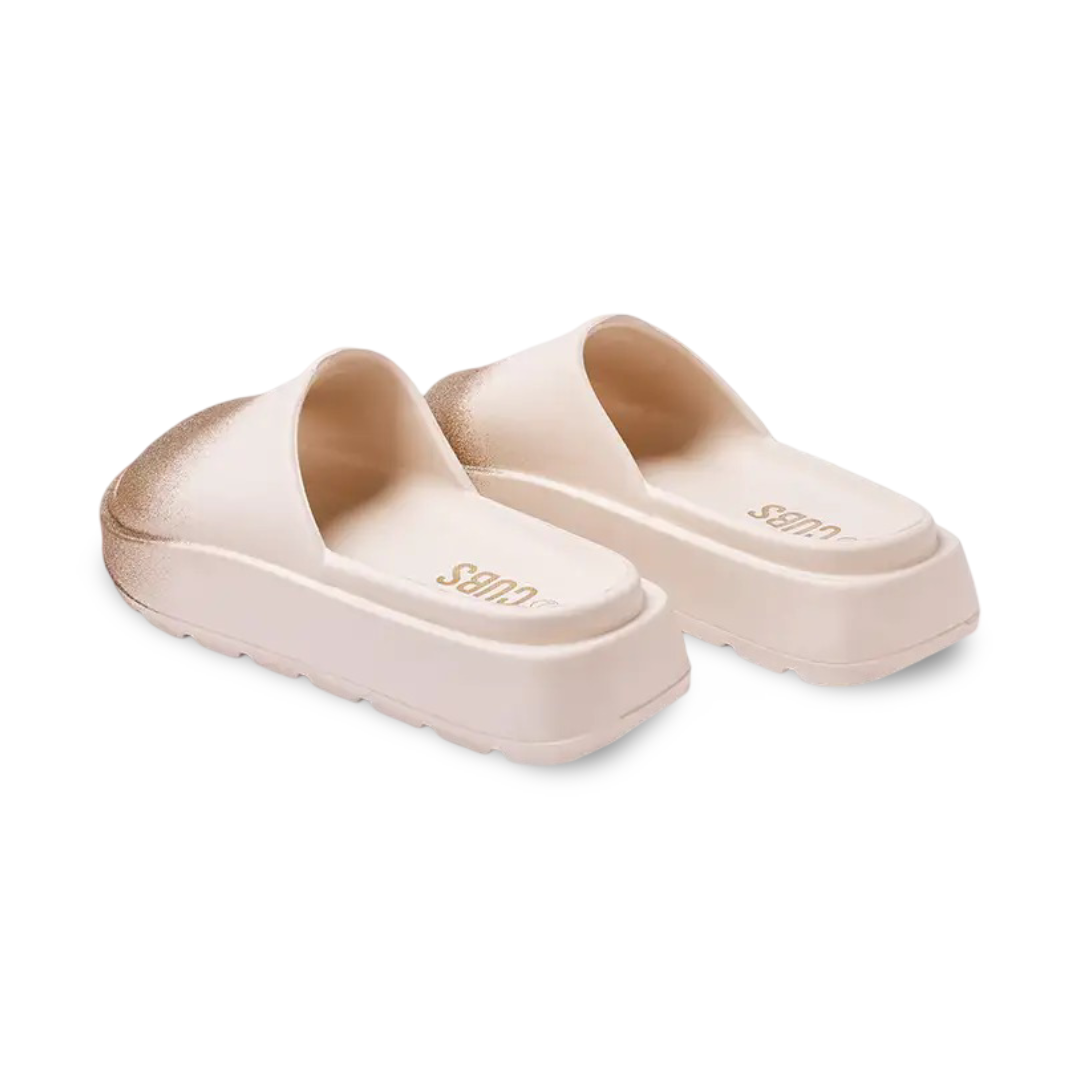 Girls Rubber Slippers – Glitter Gold Chunk