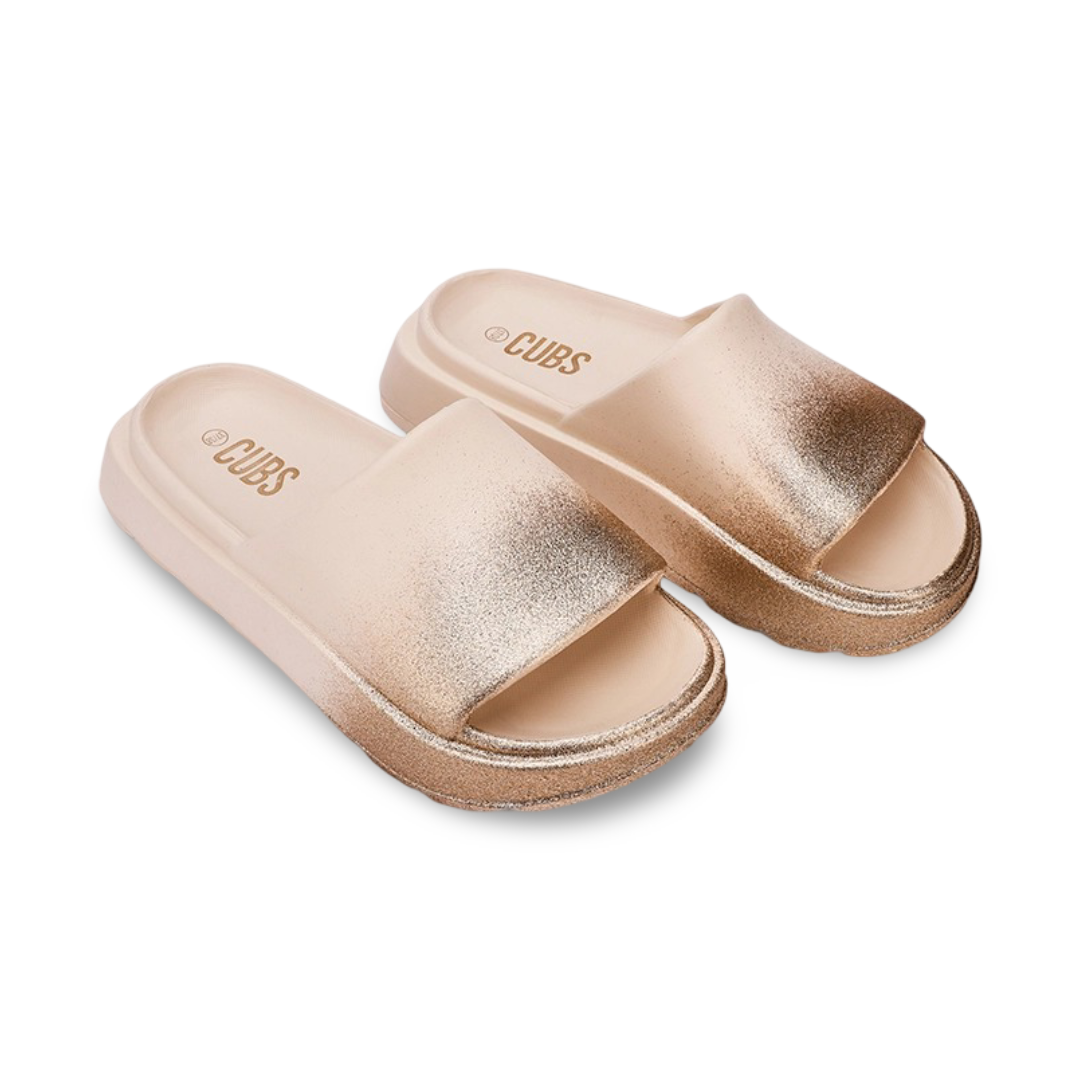 Girls Rubber Slippers – Glitter Gold Chunk