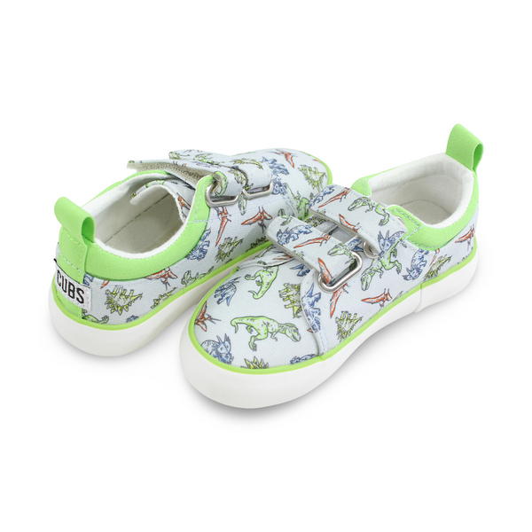 Boys Canvas Sneakers – Grey Dinos Double Strap Sneaker
