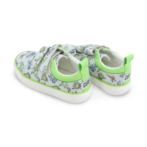 Boys Canvas Sneakers – Grey Dinos Double Strap Sneaker