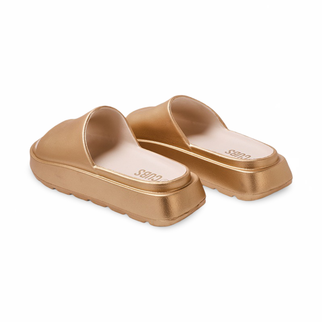 Girls Rubber Slippers – Shimmer Gold Chunk