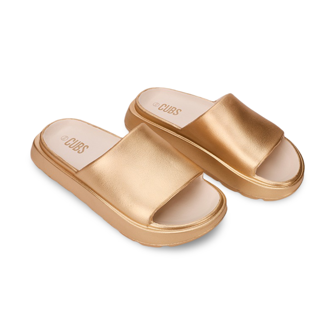 Girls Rubber Slippers – Shimmer Gold Chunk