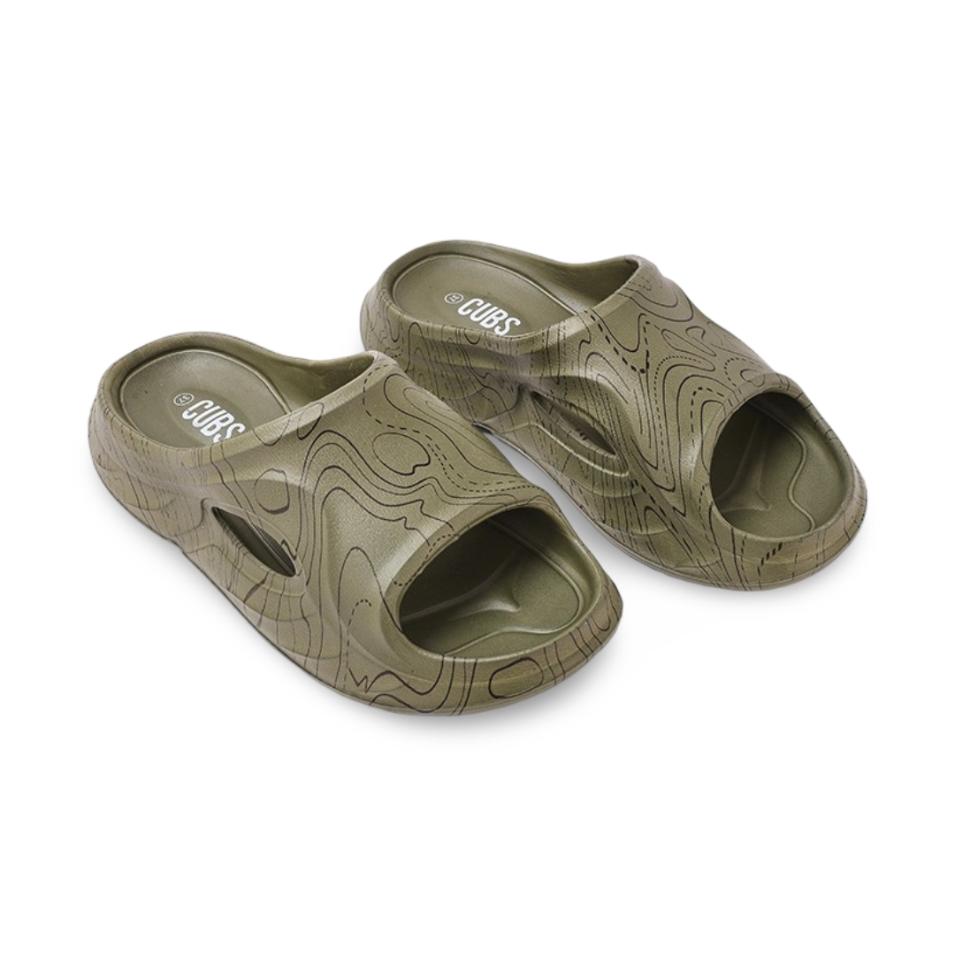 Boys Rubber Slippers – Army Green Bubble Walk