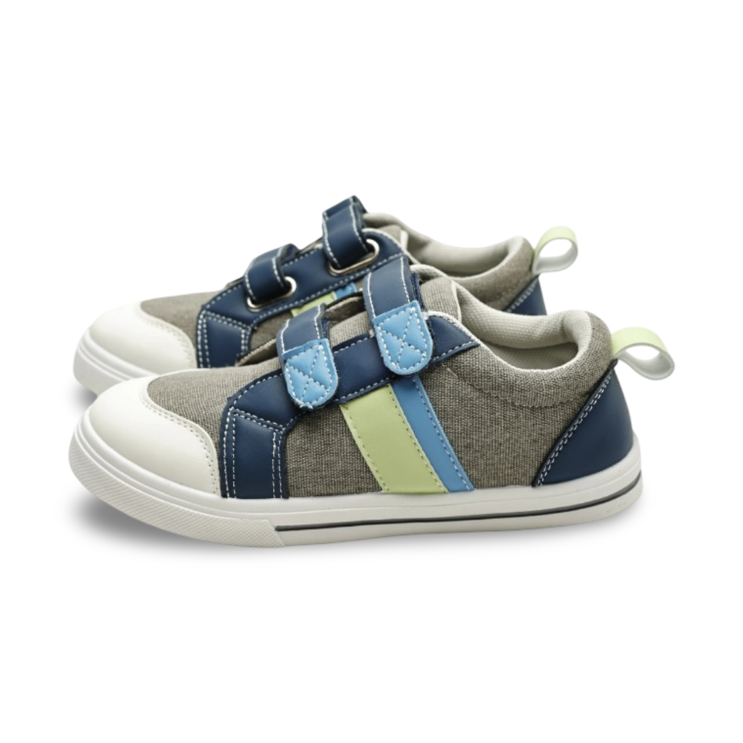 Baby Boys Canvas Sneakers – Blue & Green Jeans Double Strap Sneaker