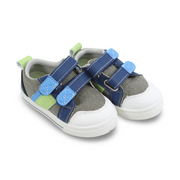Baby Boys Canvas Sneakers – Blue & Green Jeans Double Strap Sneaker