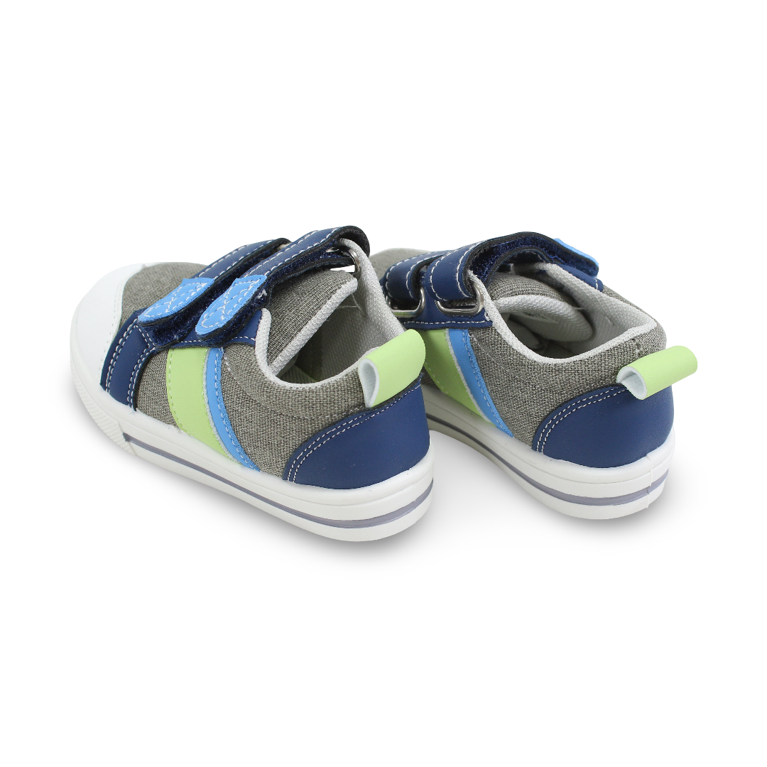 Baby Boys Canvas Sneakers – Blue & Green Jeans Double Strap Sneaker