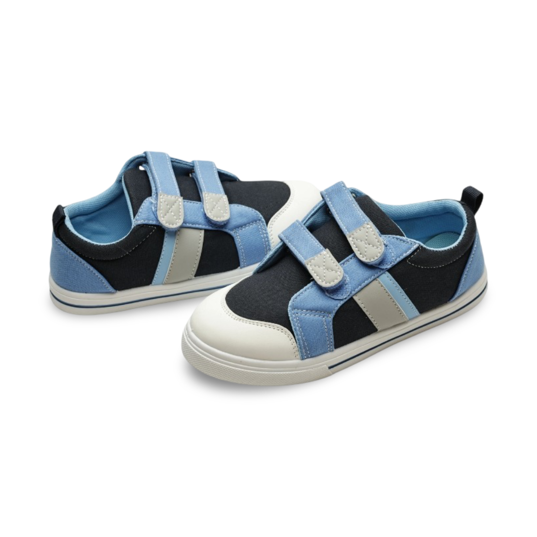 Baby Boys Canvas Sneakers – Navy & Baby Blue Jeans Double Strap Sneaker