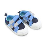 Baby Boys Canvas Sneakers – Navy & Baby Blue Jeans Double Strap Sneaker