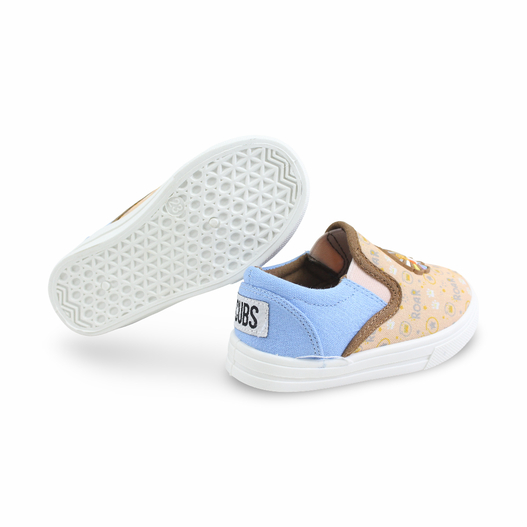 Baby Boys Canvas Sneakers – Beige Happy Lion Slip-on Sneaker