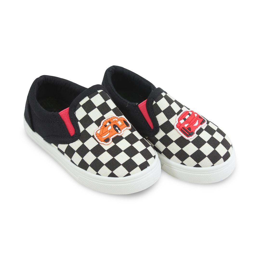 Baby Boys Canvas Sneakers – Racing Cars Slip-on Sneaker